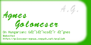 agnes goloncser business card